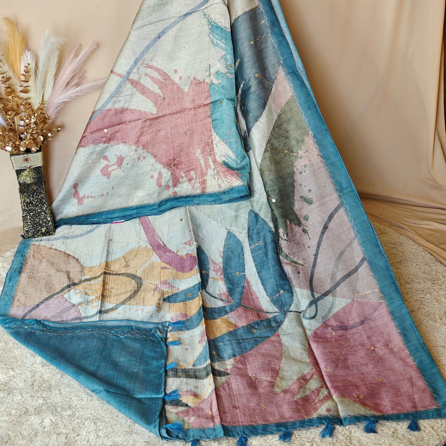 Teal Blue origansa light weight saree