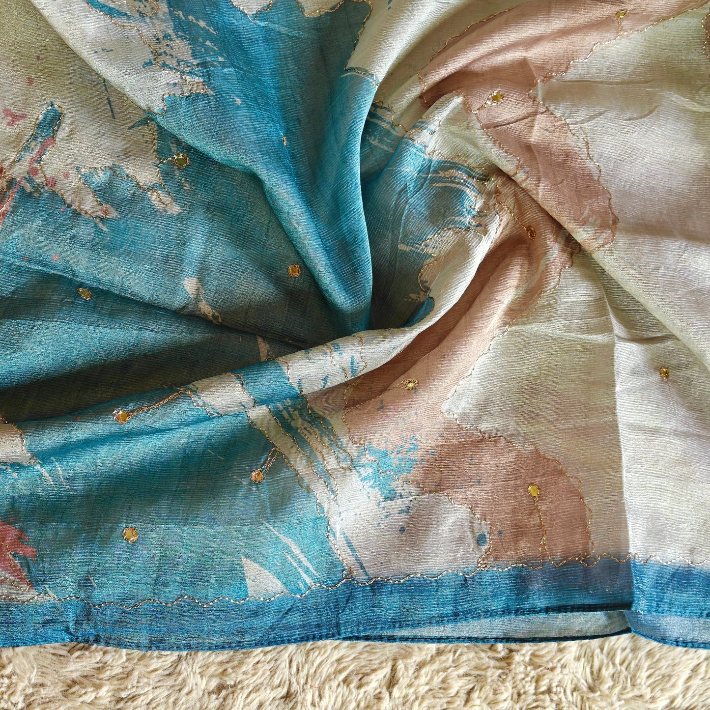 Teal Blue origansa light weight saree