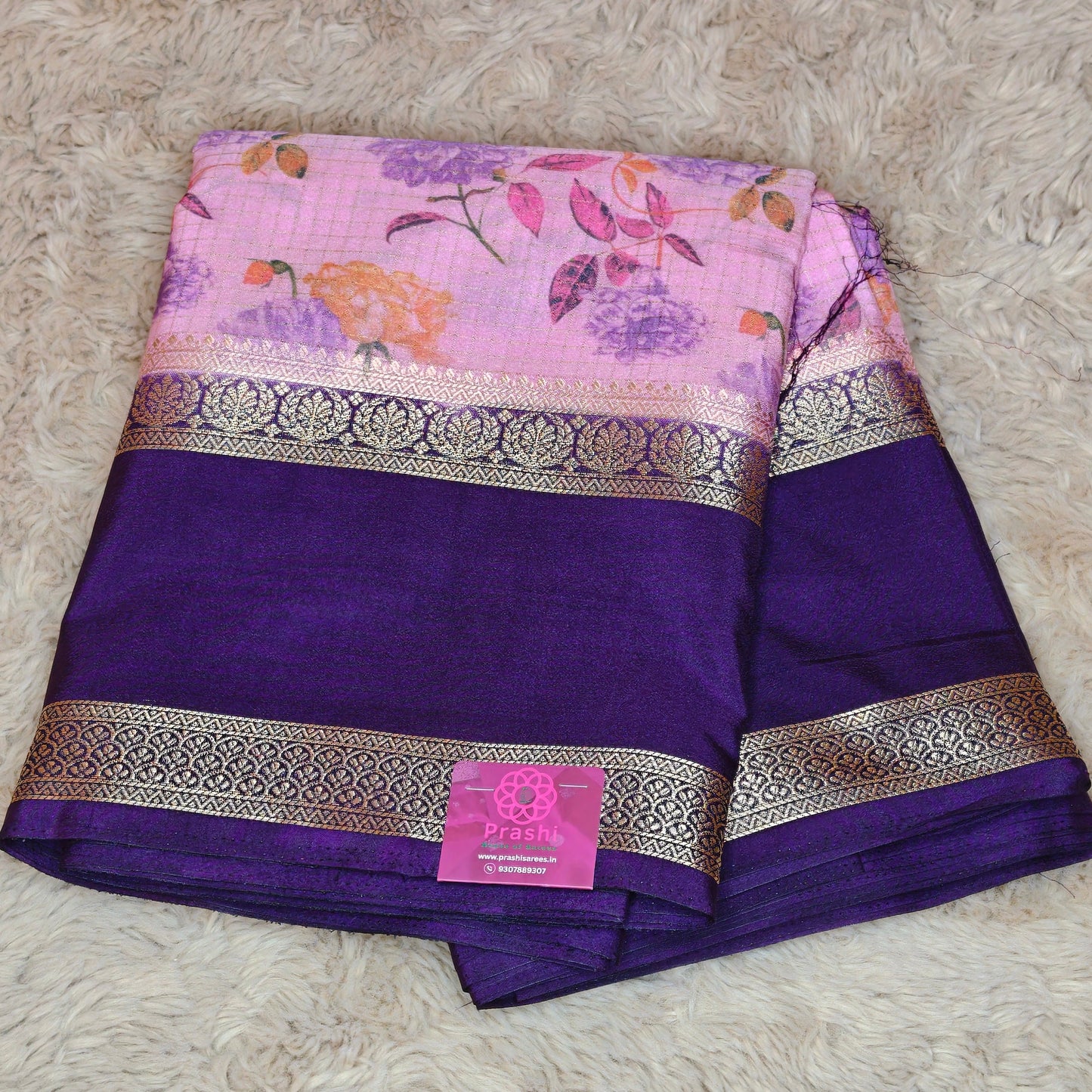 Baby pink semi mysore crepe bentex kalamkari