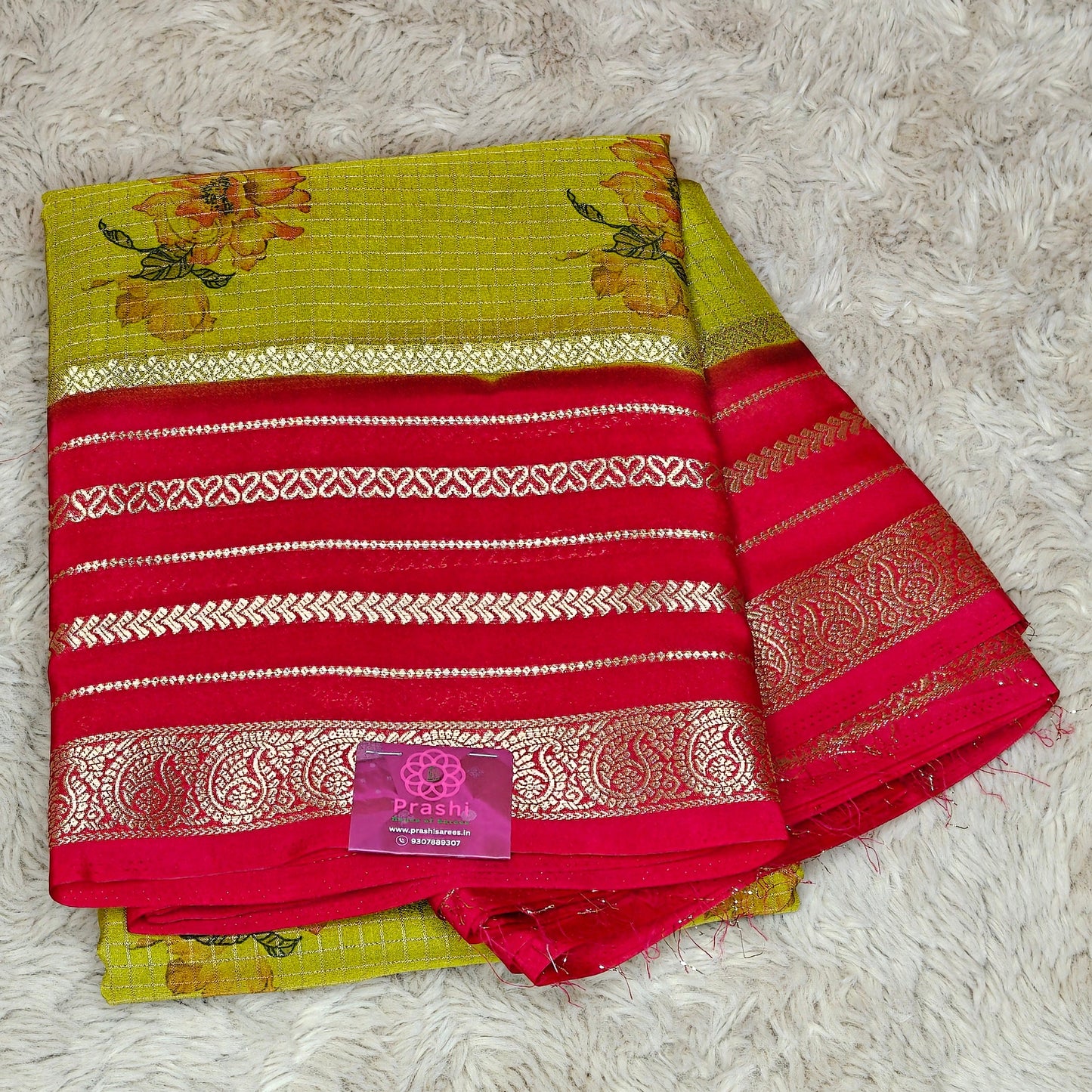 mente green semi mysore crepe kalamkari print
