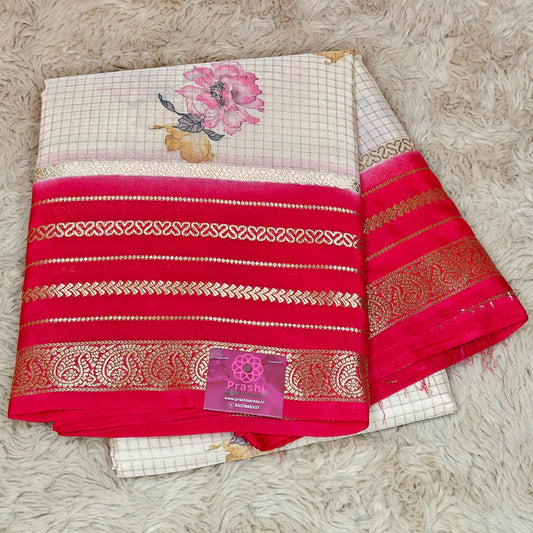 Half-white semi mysore crepe kalamkari print