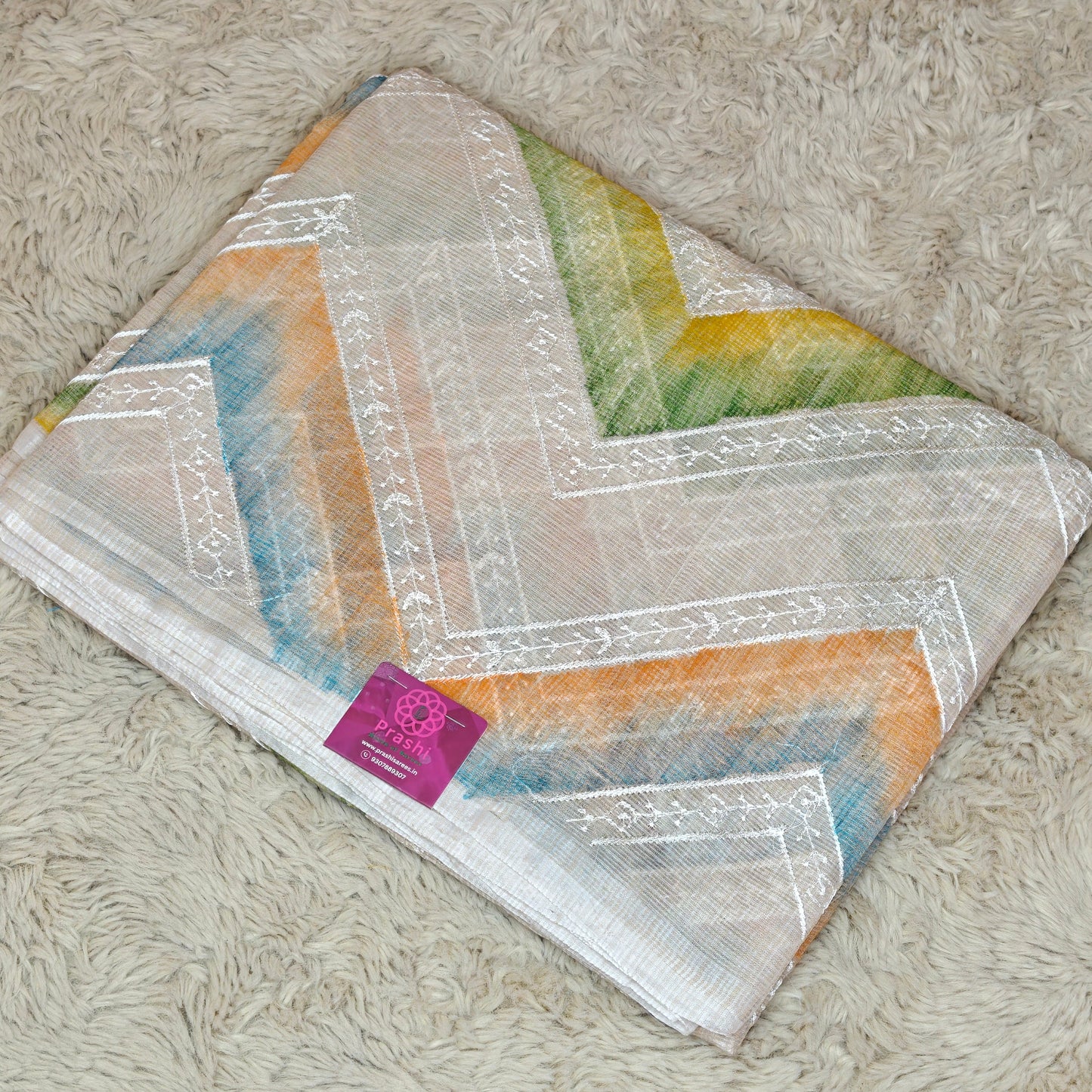 Beige colour kota cotton kala embroidery saree