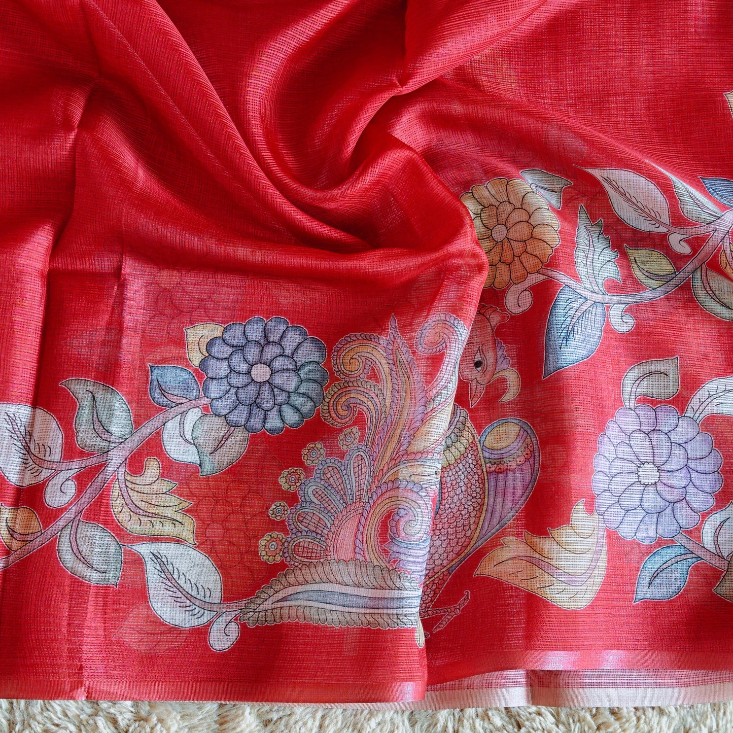 RED kota zari digital print saree