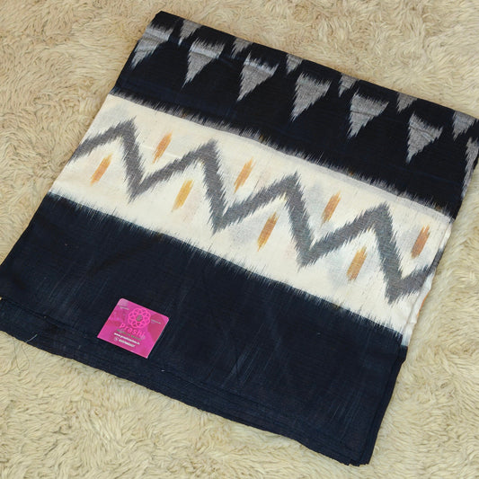 Black handloom ikkat pochampalli cotton saree