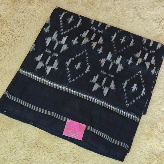 Black handloom ikkat pochampalli cotton saree