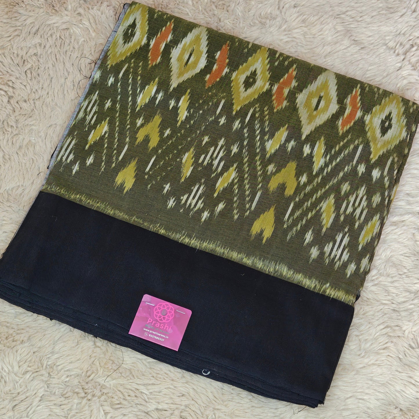 Mehandi green pochampalli cotton saree