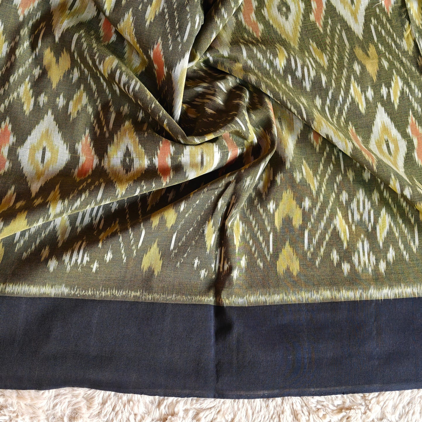 Mehandi green pochampalli cotton saree