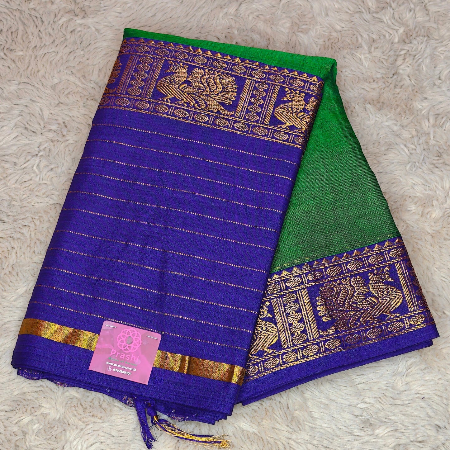 Green narayanpet cotton temple saree