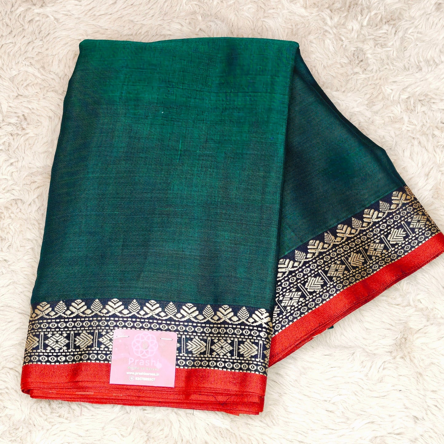 Dark green narayanpet cotton kalasa border saree