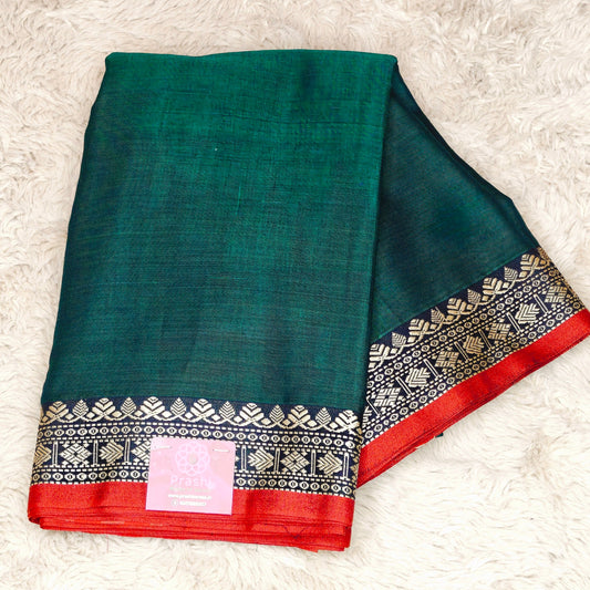 Dark green narayanpet cotton kalasa border saree