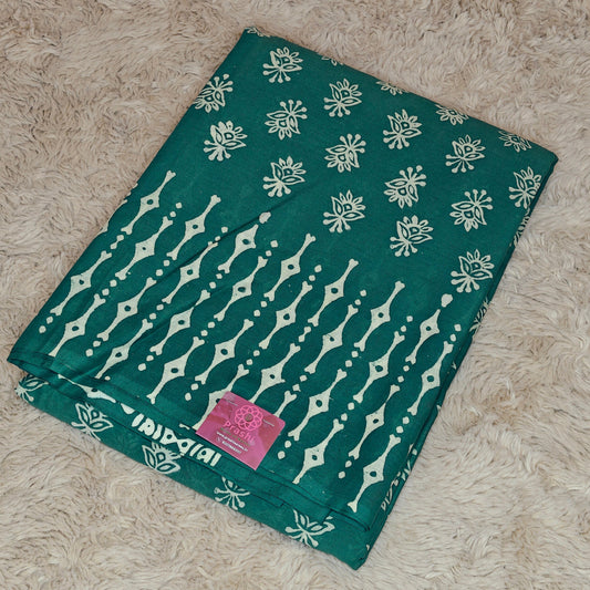 Sea green Ajrakh block printed mul cotton
