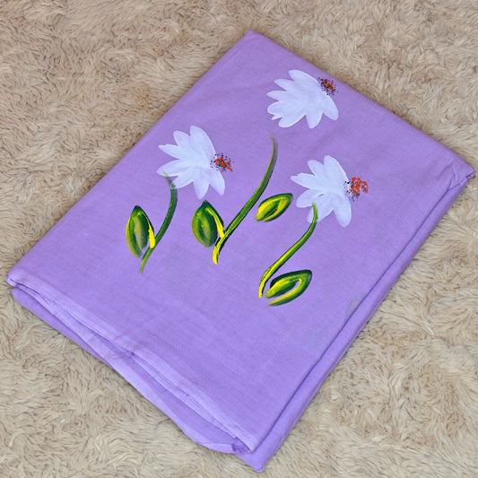 Lavender Hand painted saree