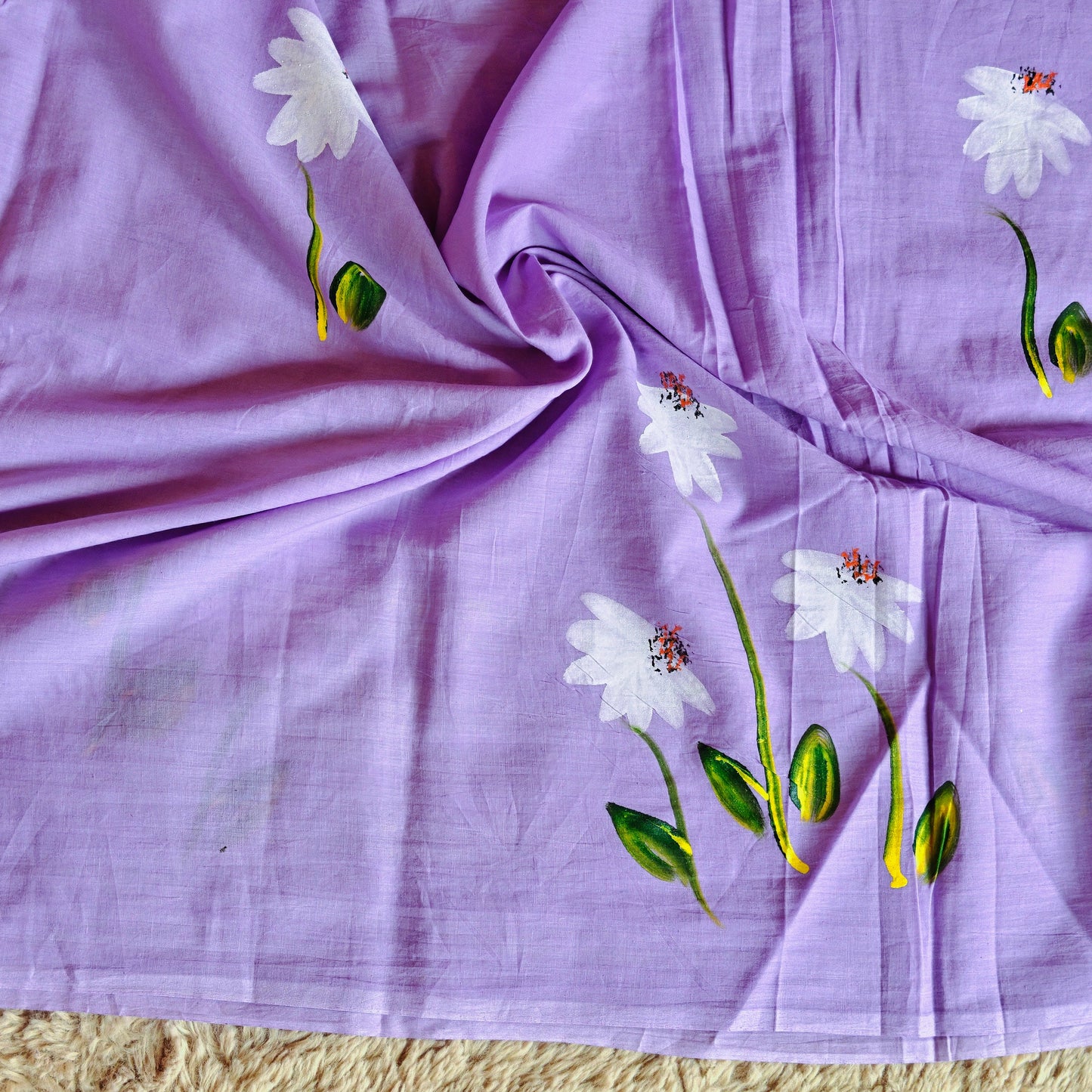 Lavender Hand painted saree