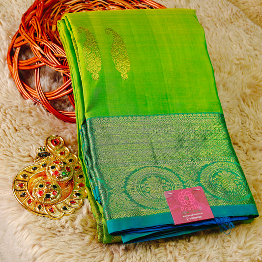 Parrot green Pure handloom kanchi silk saree