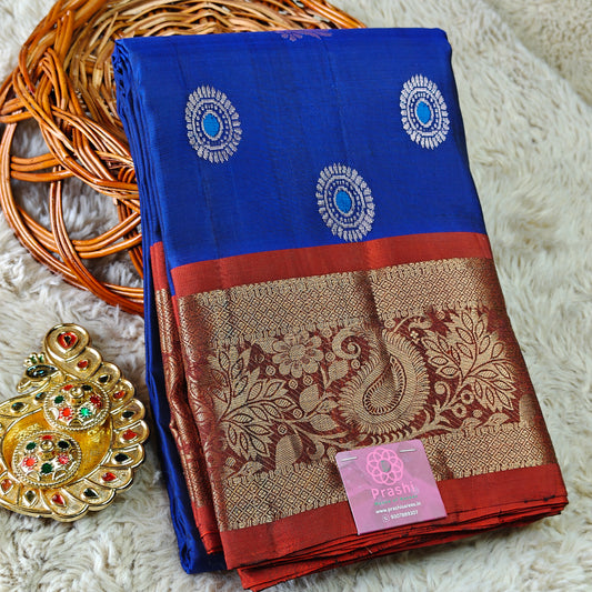 Blue Pure silk Kanchi butta saree