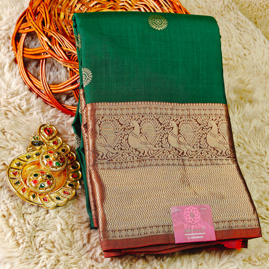 Green pure silk kanchi butta saree