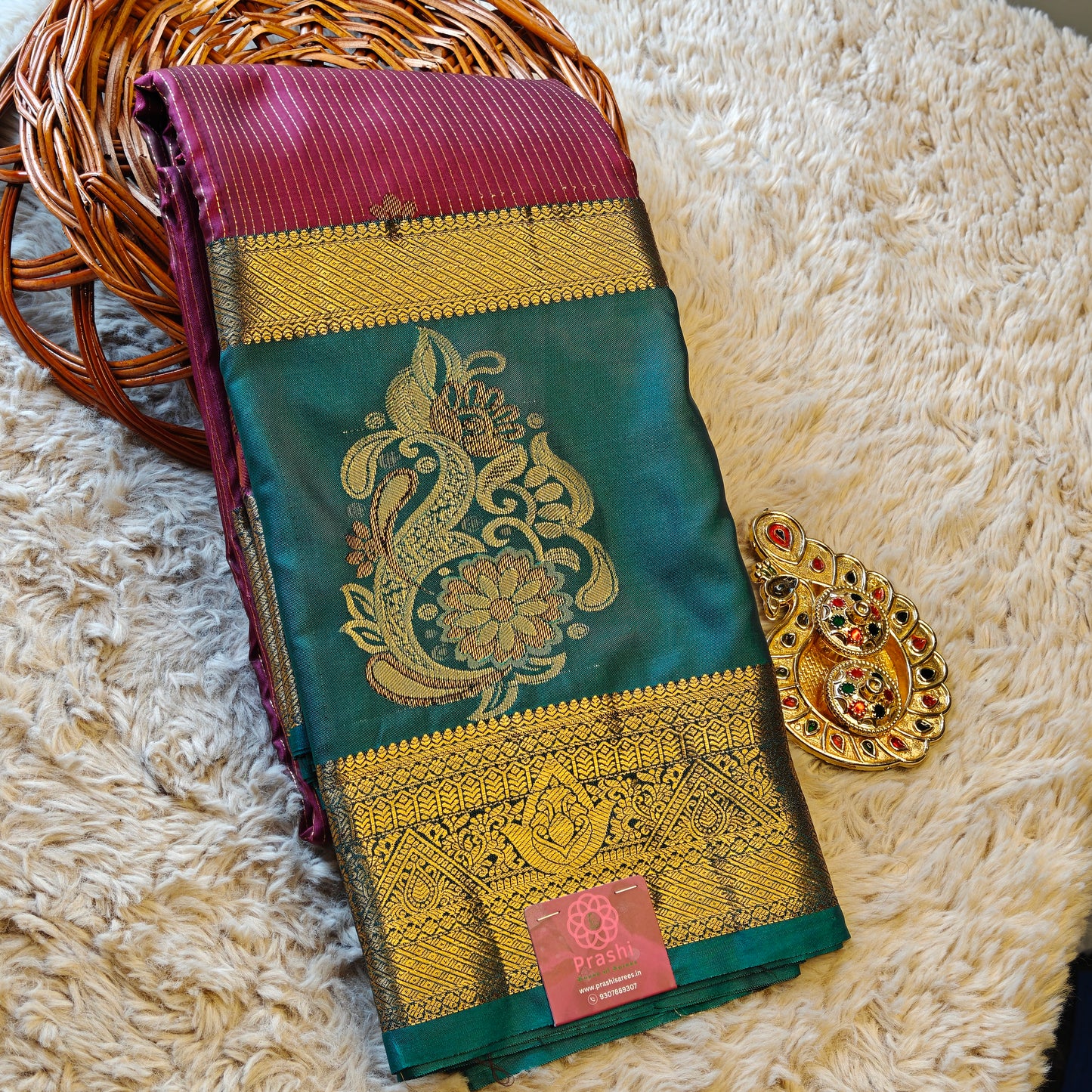 wine colour semi kanchi butta saree