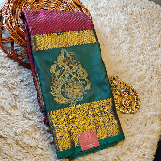 wine colour semi kanchi butta saree