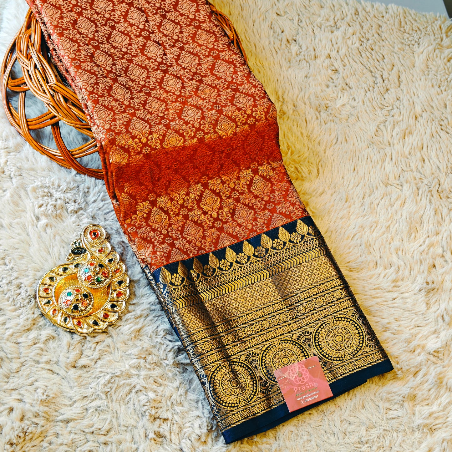 Maroon pure silk kanchi brocade saree
