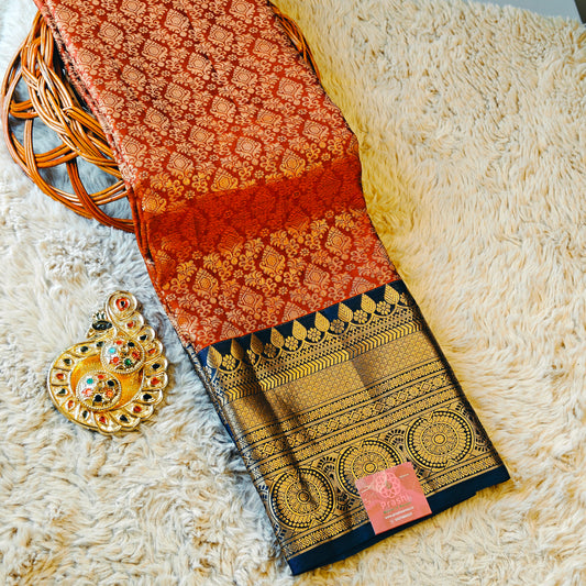 Maroon pure silk kanchi brocade saree