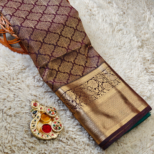 Wine colouer soft silk brocade saree