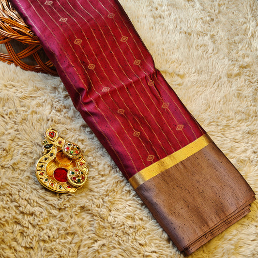 Magenta soft silk zari lines saree