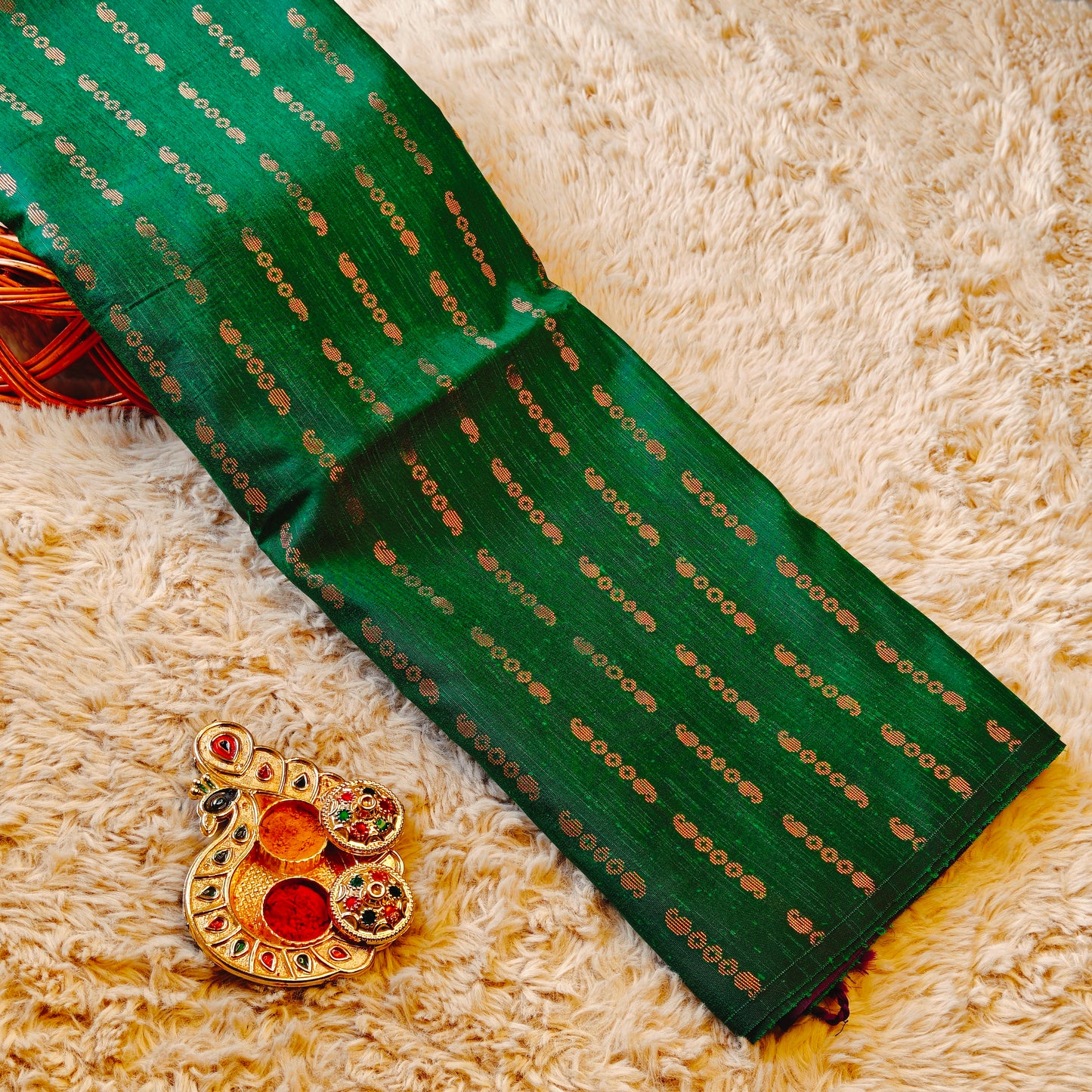 Green soft silk zari lines saree