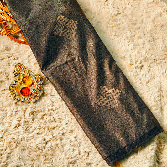 Black soft silk tissue saree