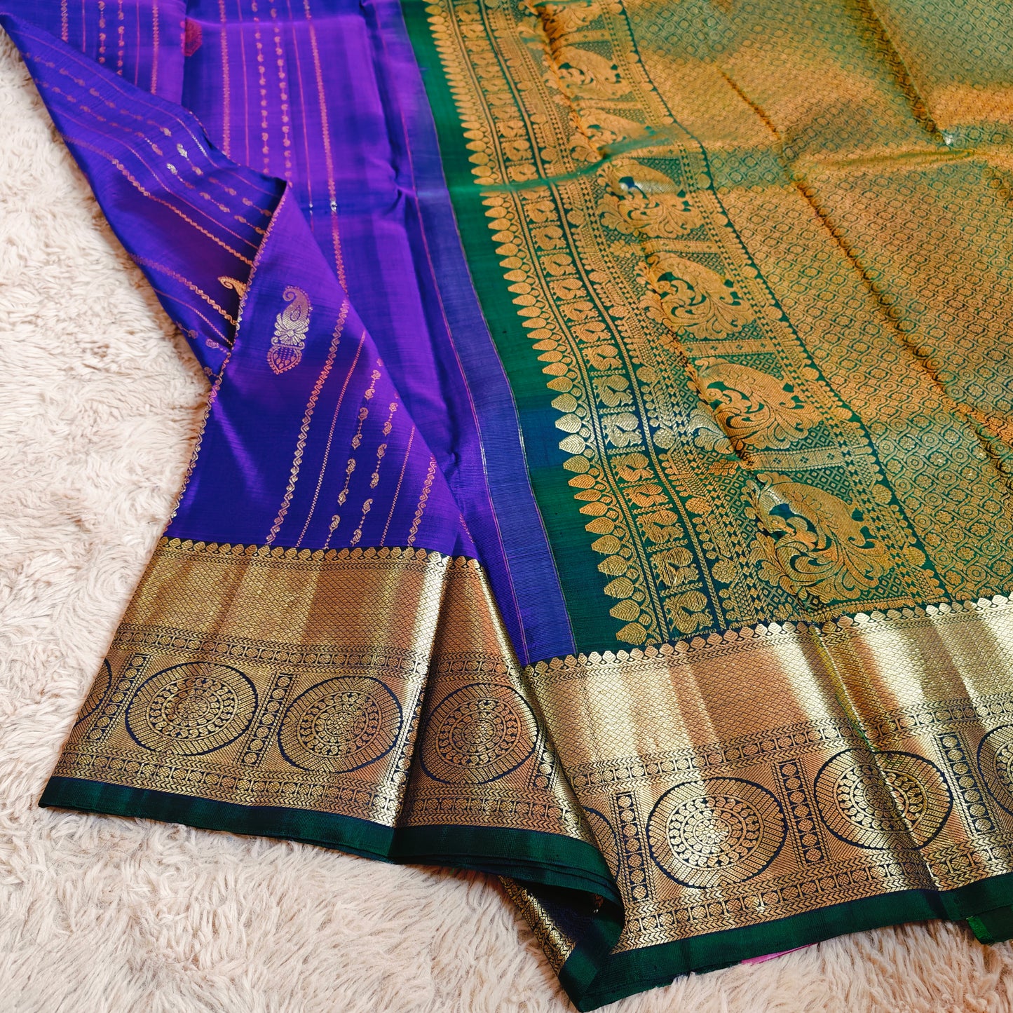 Royal Blue Pure handloom kanchi silk saree