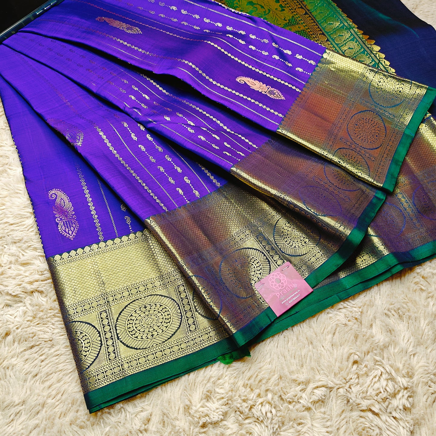 Royal Blue Pure handloom kanchi silk saree