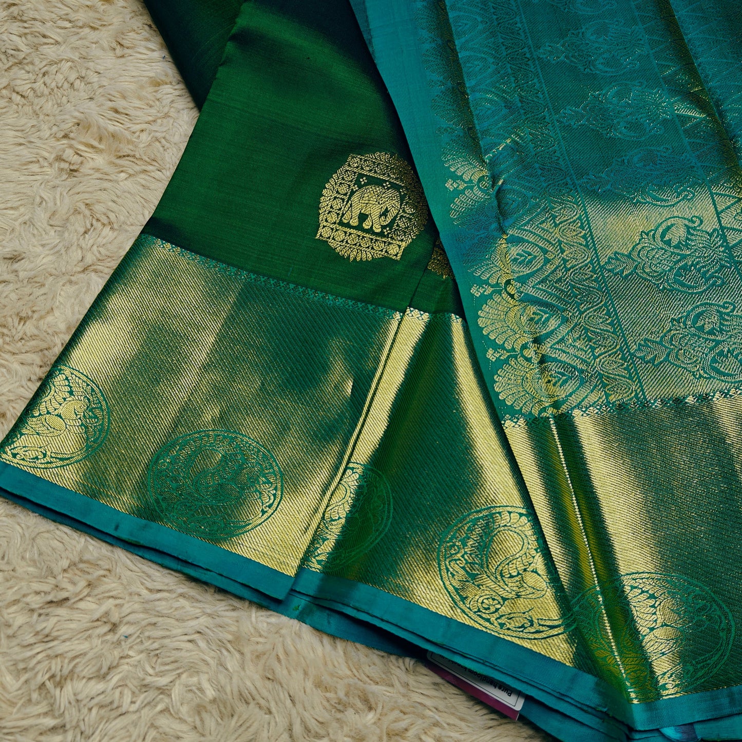 Green pure handloom kanchi silk saree