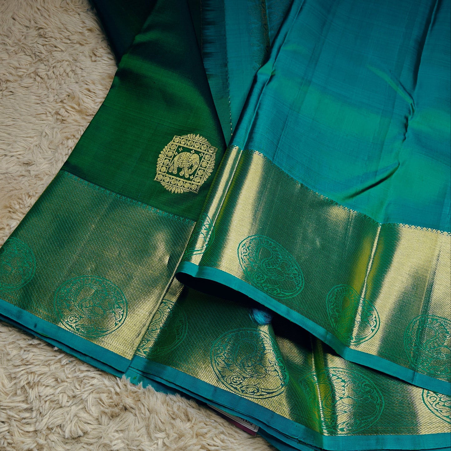 Green pure handloom kanchi silk saree