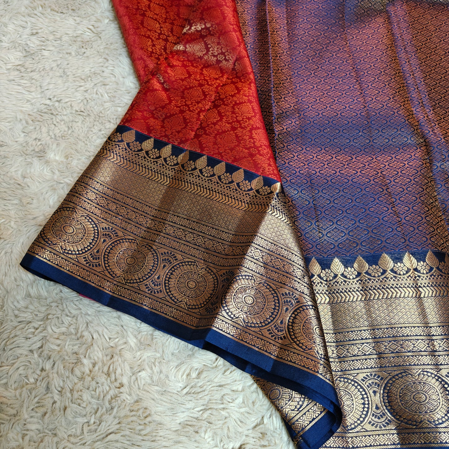 Maroon pure silk kanchi brocade saree