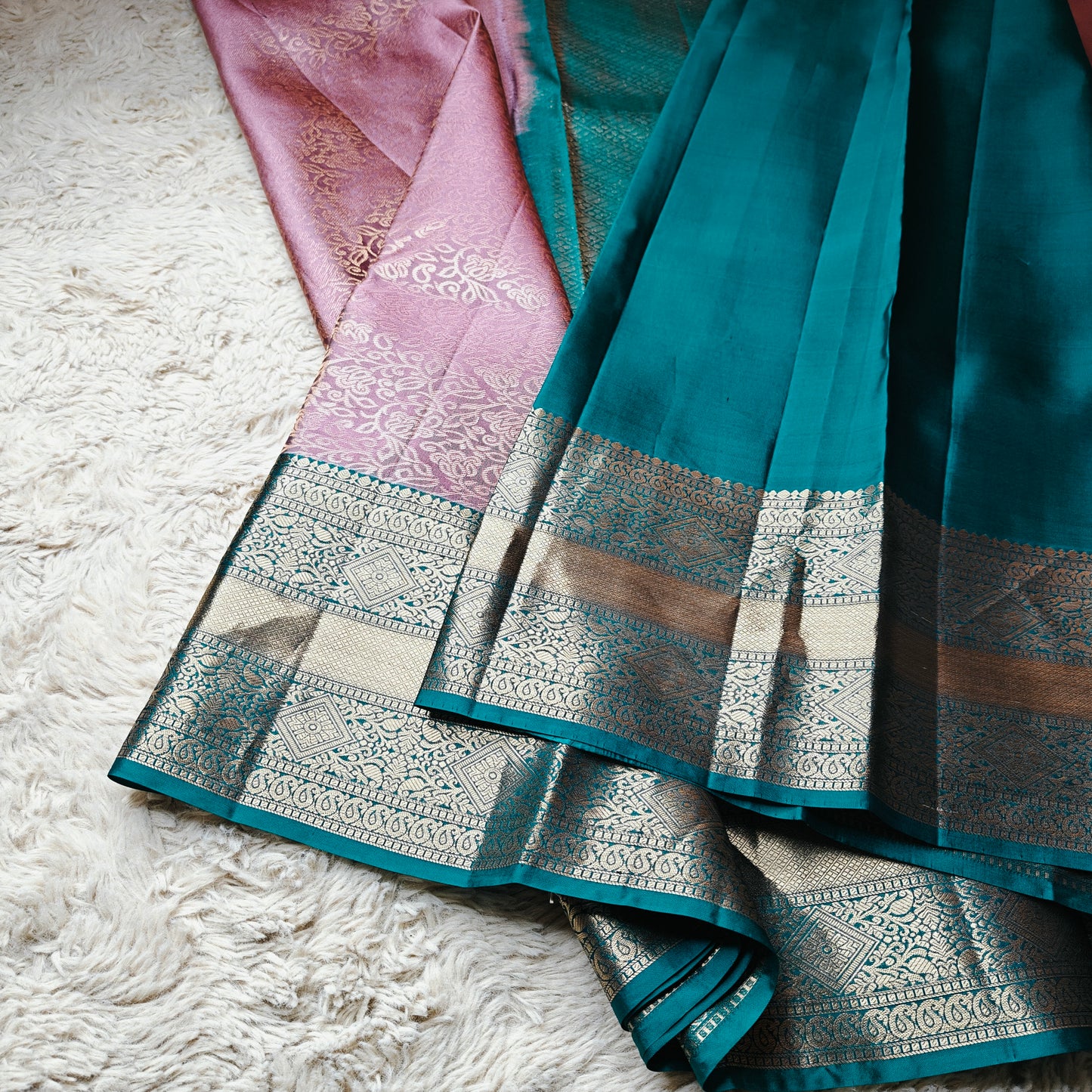 Onion pink pure silk kanchi brocade saree