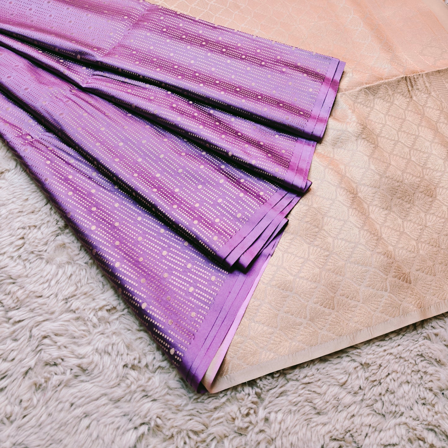Lavender soft silk brocade saree
