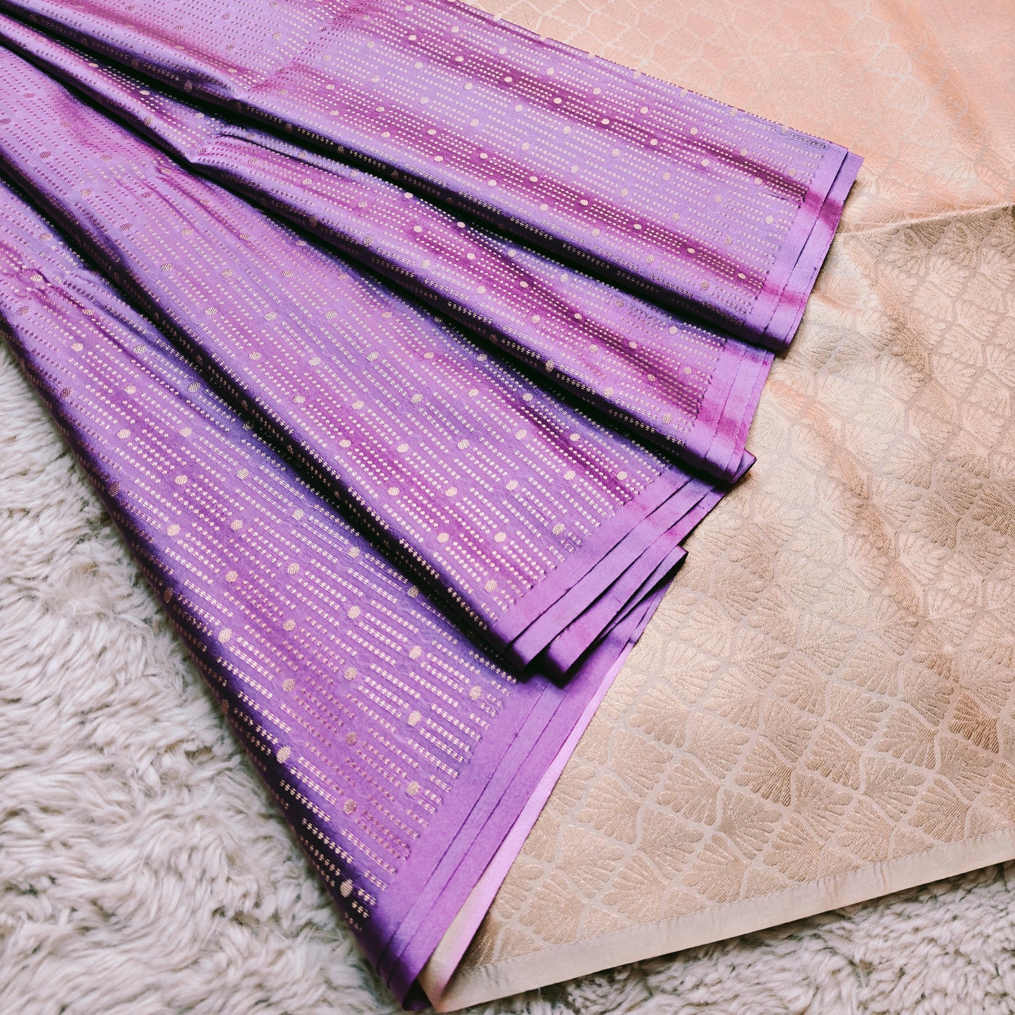 Lavender soft silk brocade saree