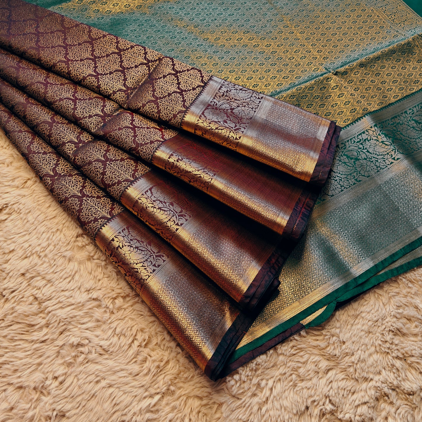 Wine colouer soft silk brocade saree