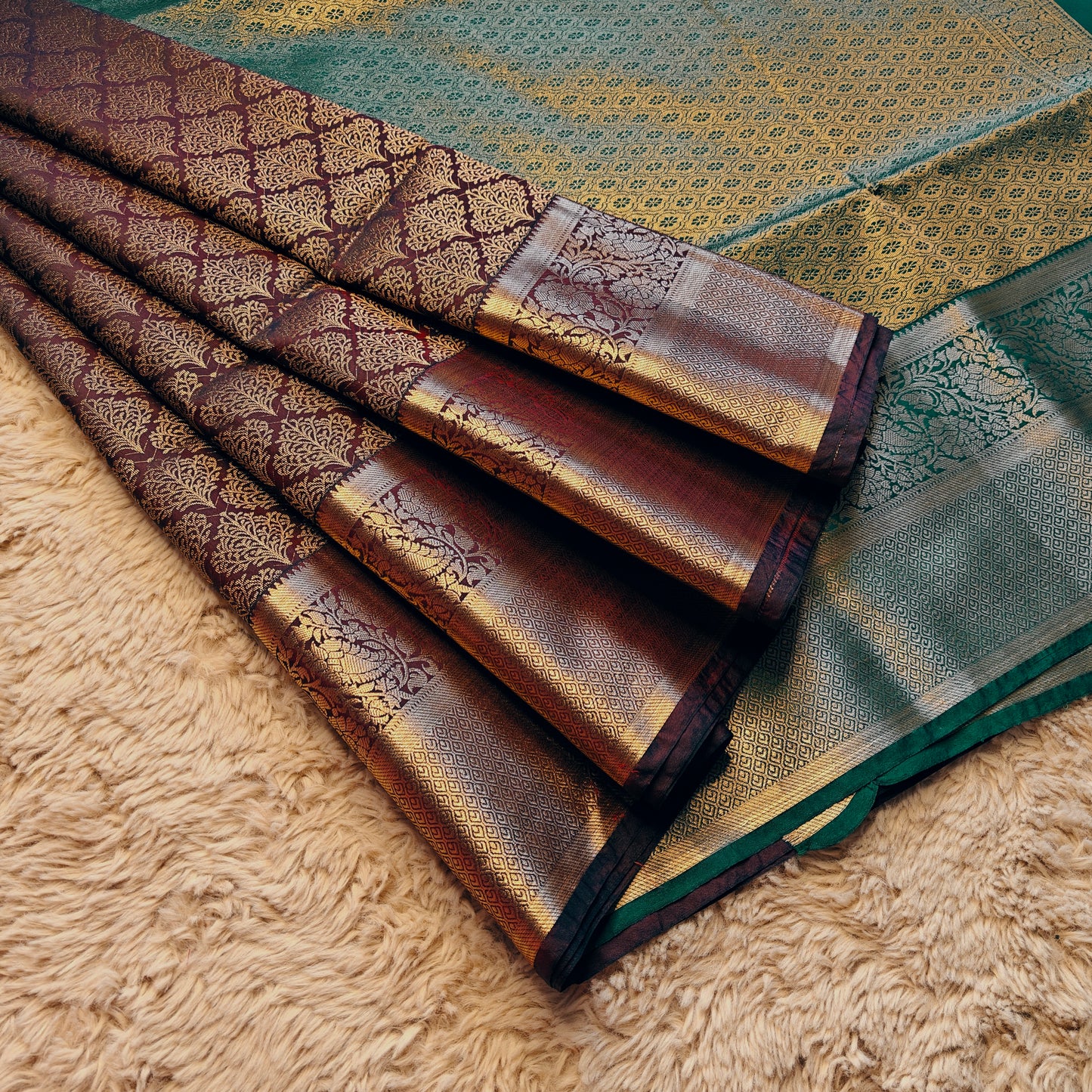 Wine colouer soft silk brocade saree