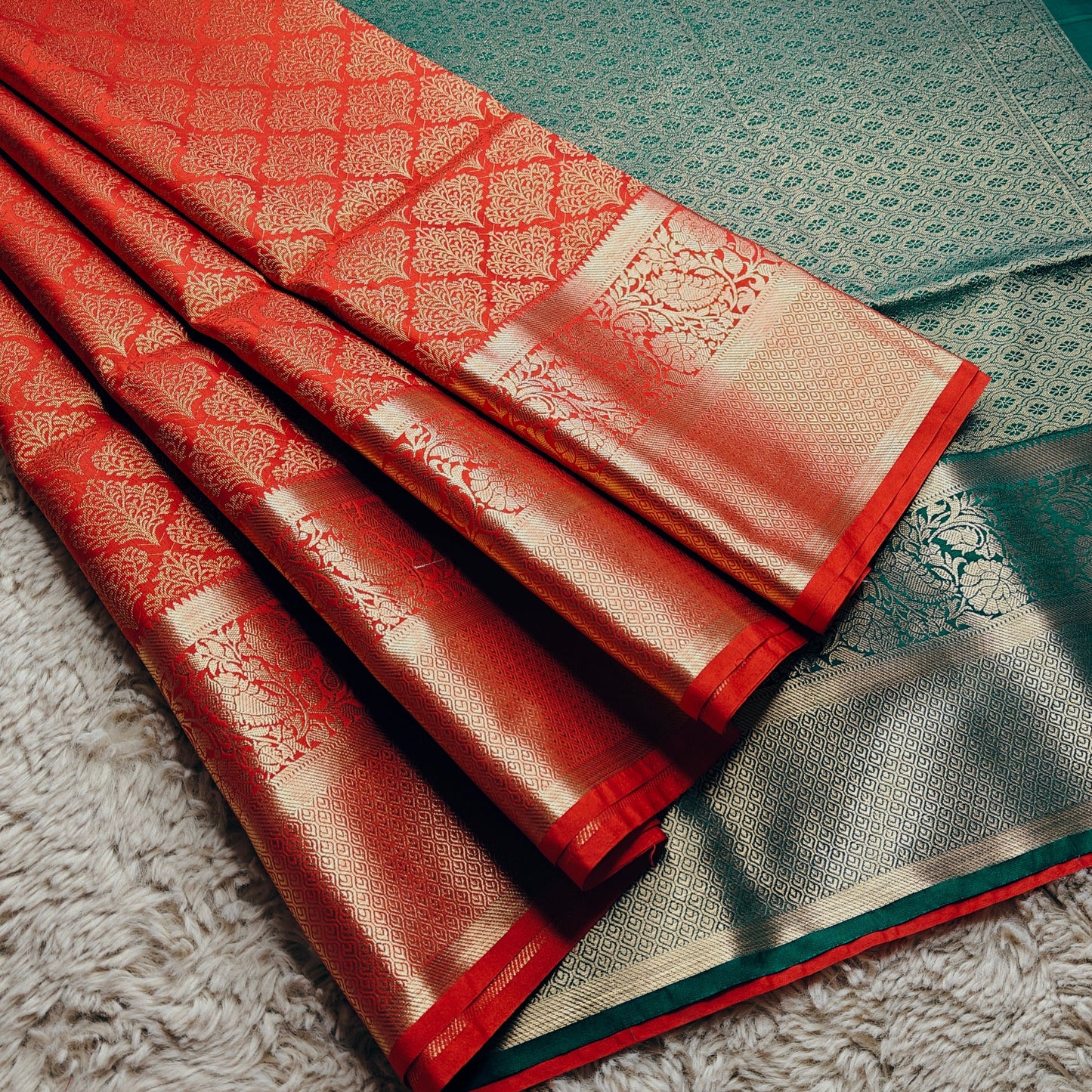 RED soft silk brocade saree