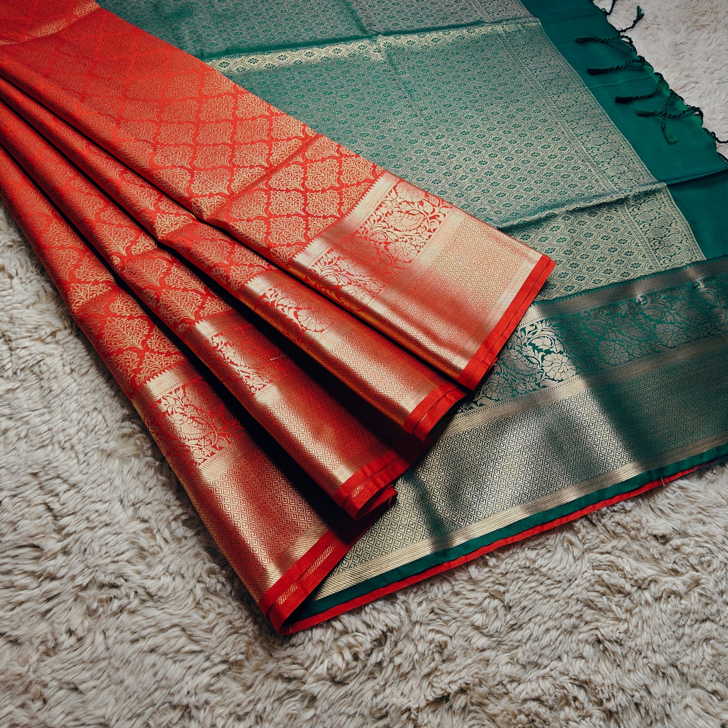 RED soft silk brocade saree