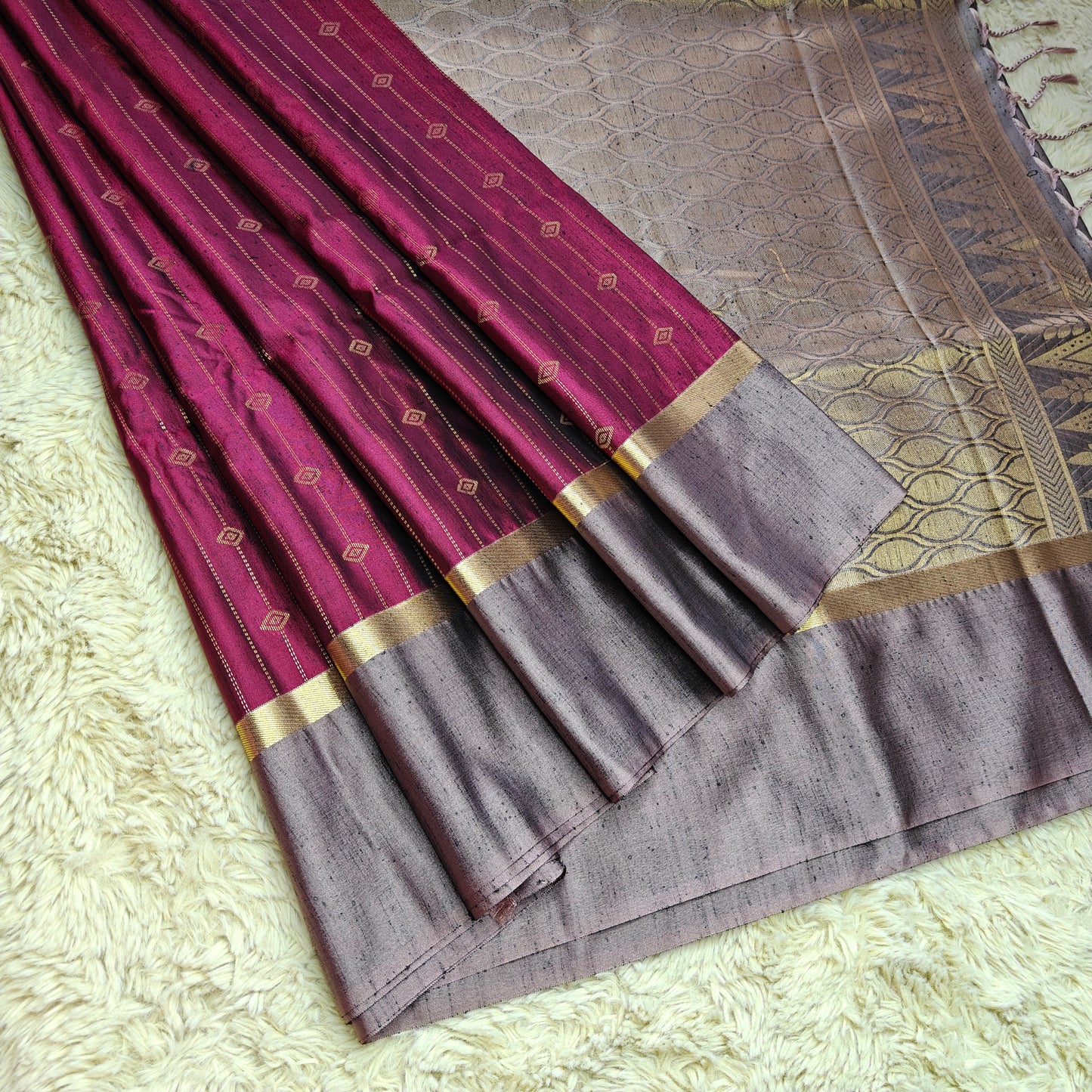 Magenta soft silk zari lines saree