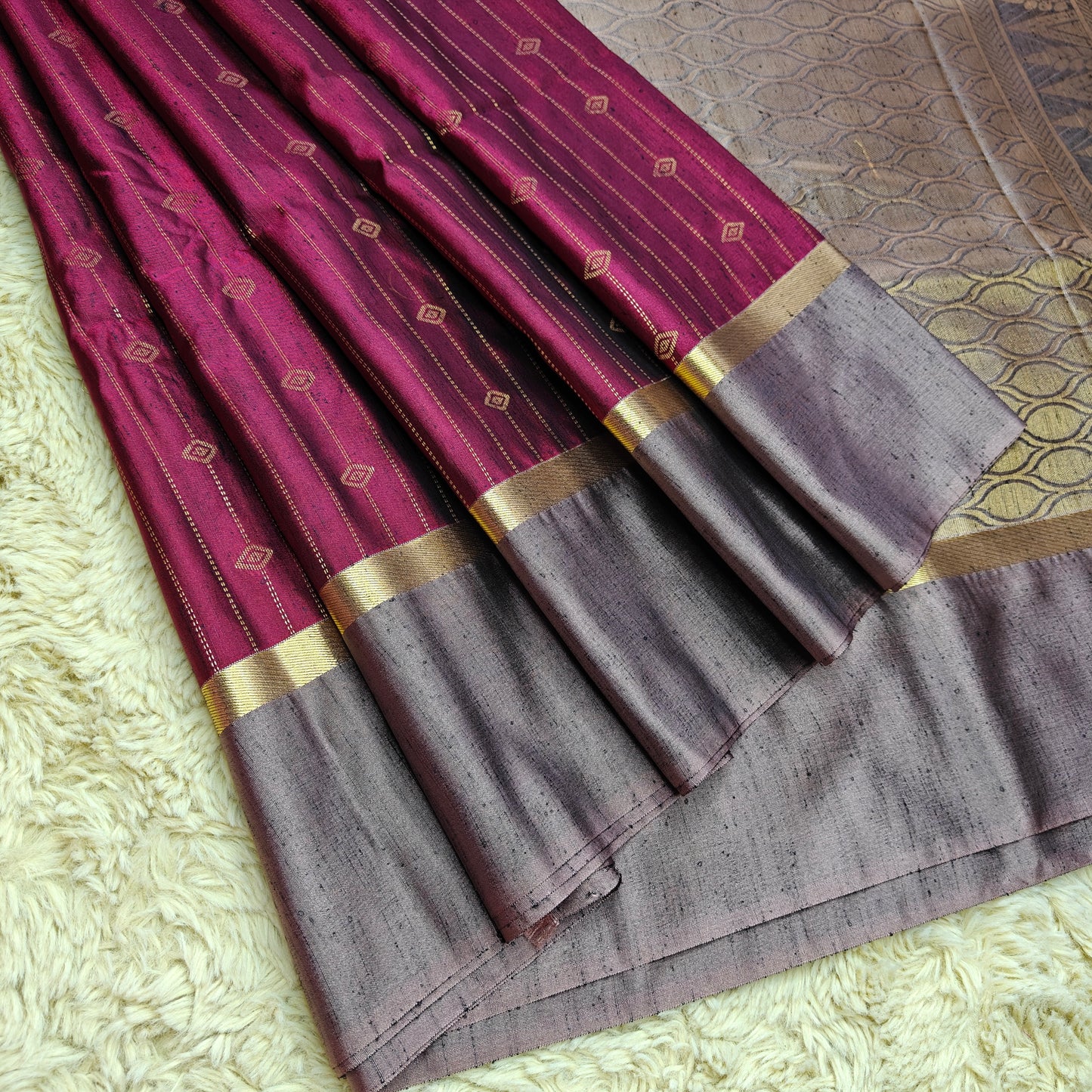 Magenta soft silk zari lines saree