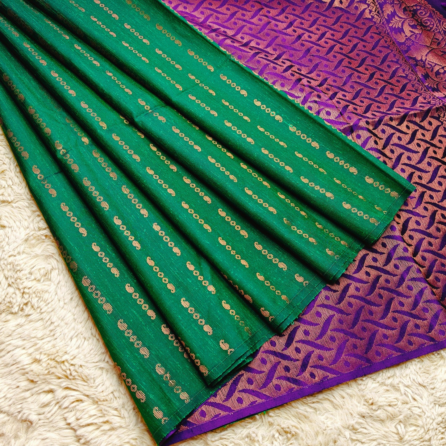 Green soft silk zari lines saree