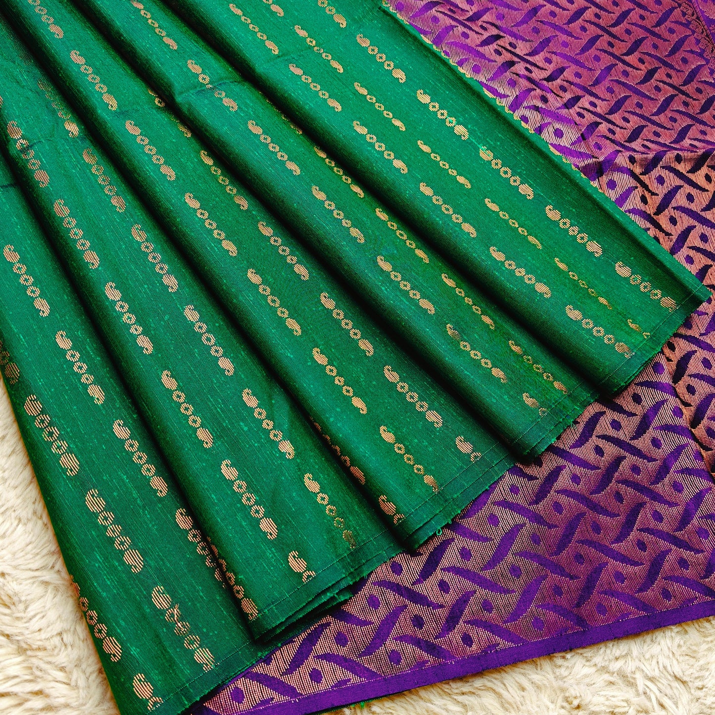 Green soft silk zari lines saree