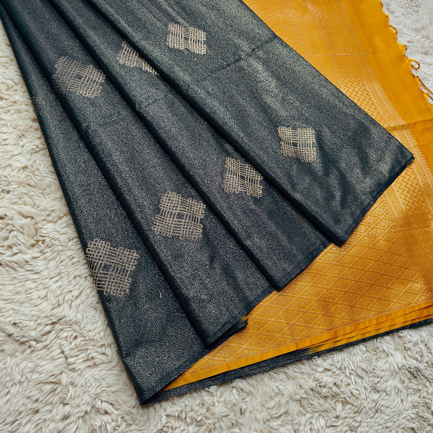 Black soft silk tissue saree