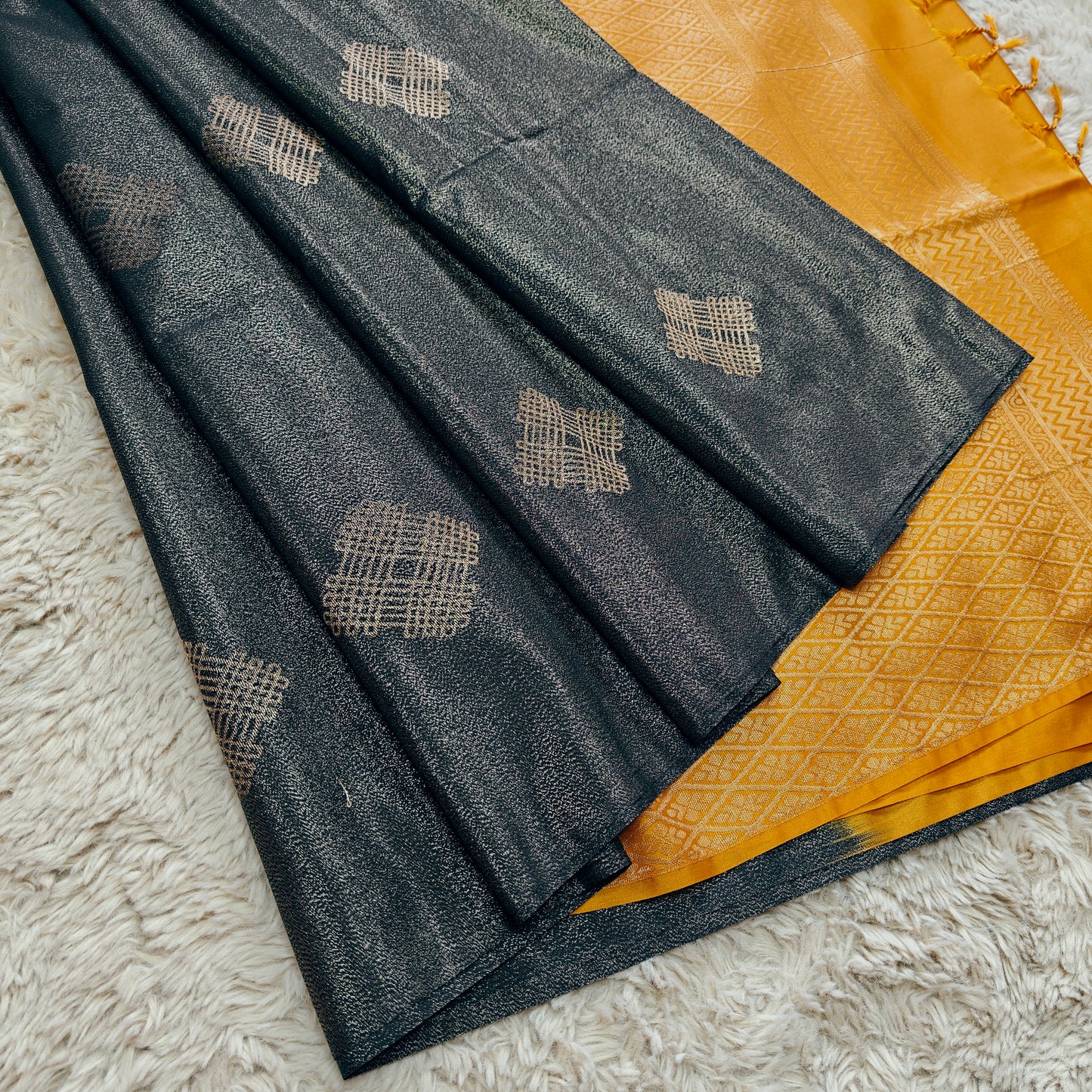 Black soft silk tissue saree