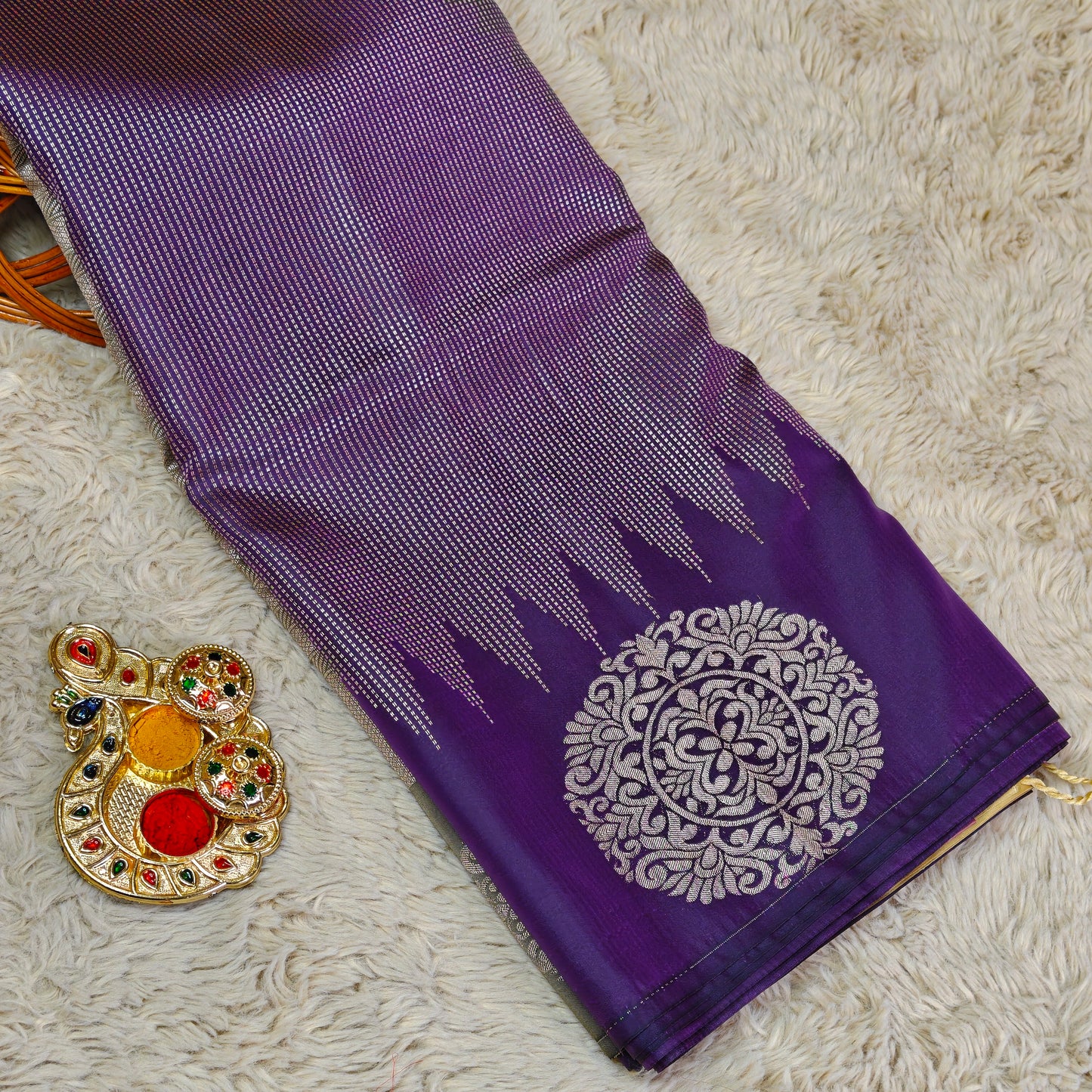 Purple soft silk brocade saree