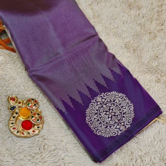Purple soft silk brocade saree