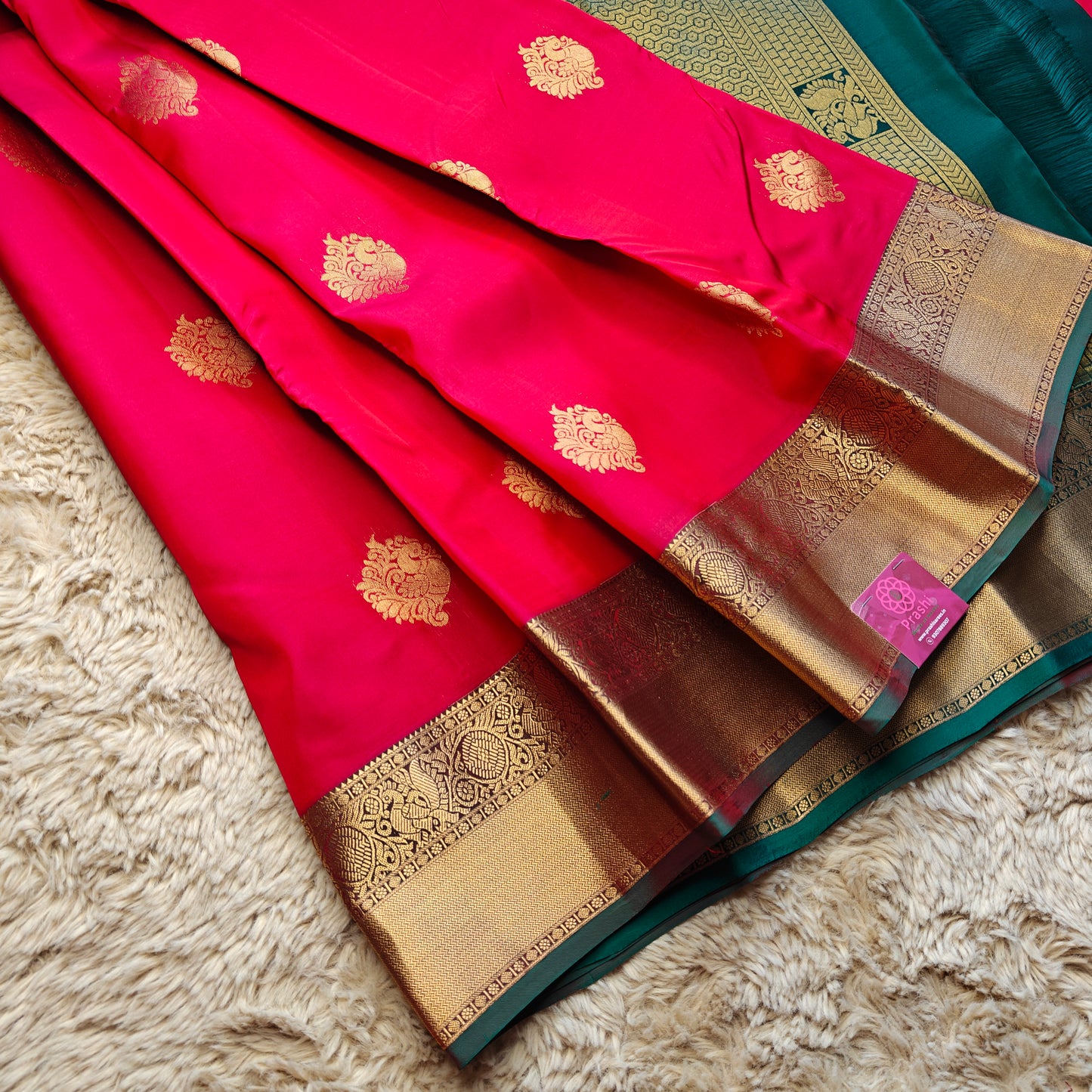 Pink pure silk kanchi butta saree