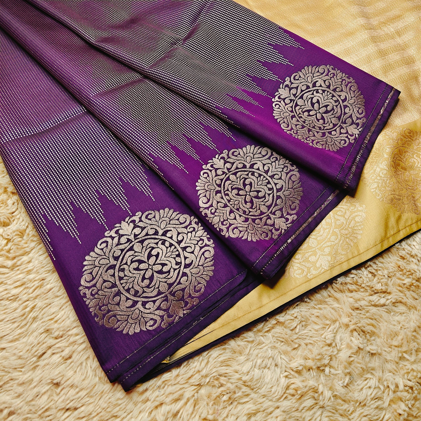Purple soft silk brocade saree